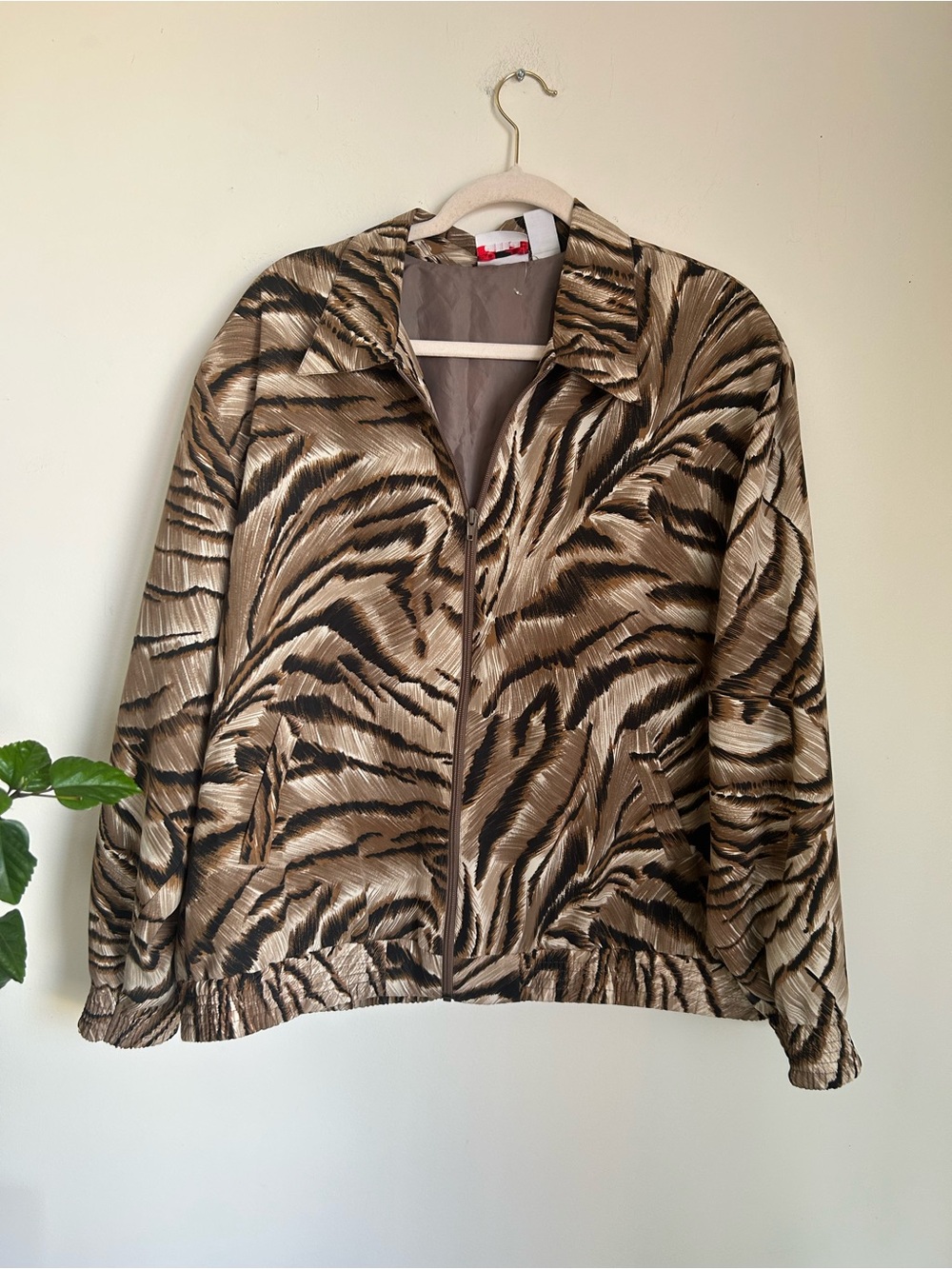 Vintage Women's Brown Animal-Print Zip Jacket